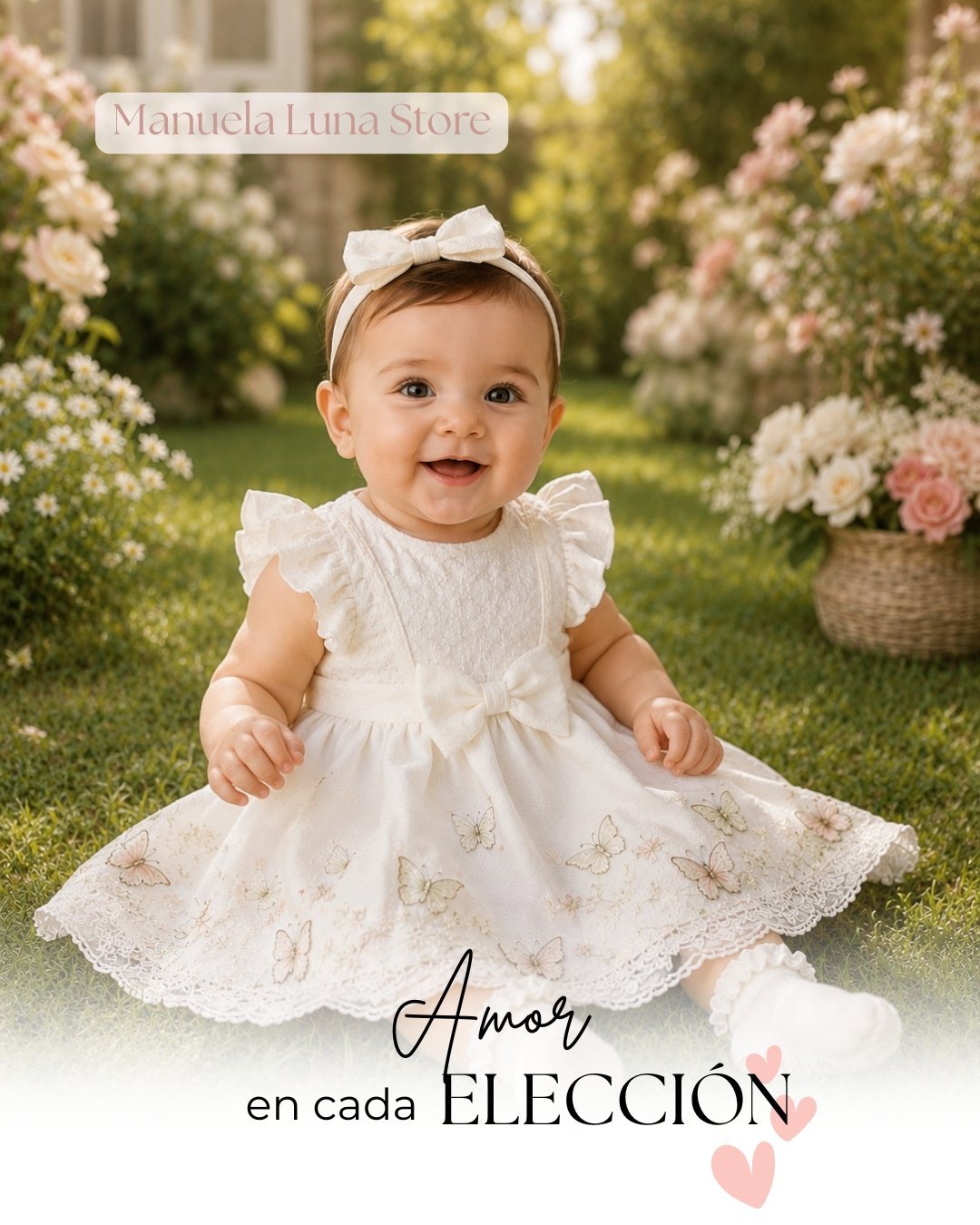 Bebé con vestido de Manuela Luna
